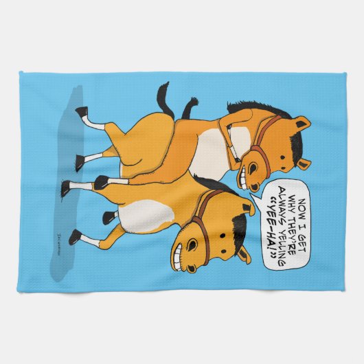 Lustiges Reiten-Pferd Geschirrtuch (Horizontal)