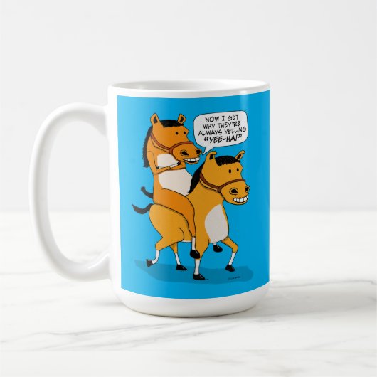 Lustiges Reiten-Pferd Kaffeetasse (Links)