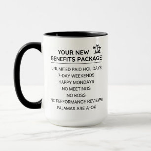 Lustiges Remote-Arbeits-Vorteilspaket Bürohumor Tasse