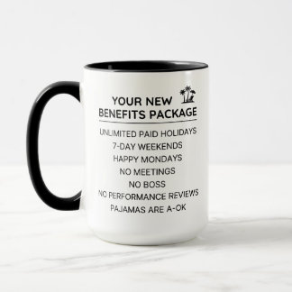 Lustiges Remote-Arbeits-Vorteilspaket Bürohumor Tasse