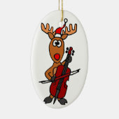 Lustiges Ren, das Cello-Weihnachten spielt Keramikornament (Rechts)