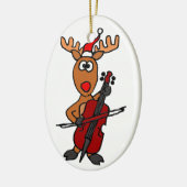 Lustiges Ren, das Cello-Weihnachten spielt Keramikornament (Links)