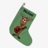 Lustiges Ren, das Gitarre spielt Kleiner Weihnachtsstrumpf (Vorderansicht (hängend))