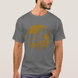 Lustiges Rennen zwischen Pferdevater und -sohn T-Shirt