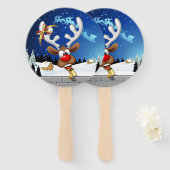 Lustiges Rentier-Gucken-Christmas-Meme Fächer (Vorne und Hinten)