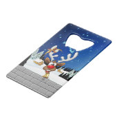 Lustiges Rentier-Gucken Weihnachten Meme Geldbeutel Flaschenöffner (Vorderseite Schrägansicht)