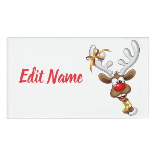 Lustiges Rentier-Gucken Weihnachten Meme Namenschild