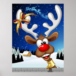 Lustiges Rentier-Gucken Weihnachten Meme Poster