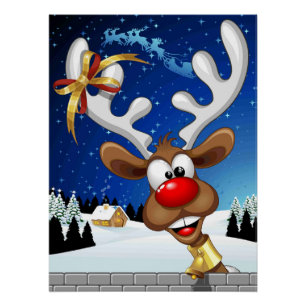 Lustiges Rentier-Gucken Weihnachten Meme Poster
