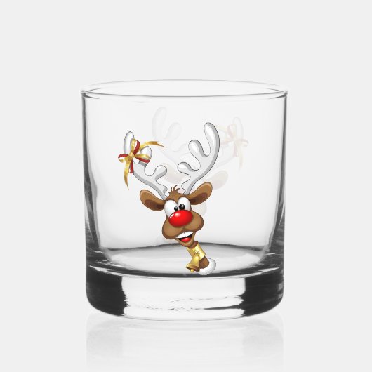 Lustiges Rentier-Gucken Weihnachten Meme Whiskyglas (Vorderseite)