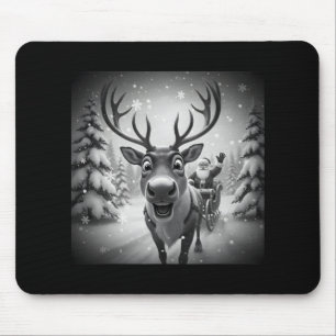 Lustiges Rentier-Selfie mit Santa Frohe Weihnachte Mousepad