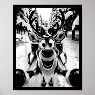 Lustiges Rentier-Selfie-Santa-Schlitten-Weihnachte Poster