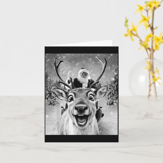 Lustiges Rentier Selfie Santa Weihnachten Männer F Karte (Gelbe Blume)