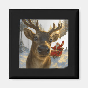 Lustiges Rentier-Selfie-Santa-Weihnachten-Männer-F Magnet