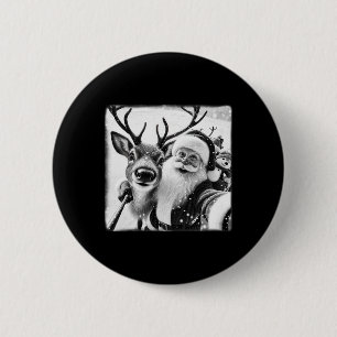 Lustiges Rentier Selfie Weihnachten Santa Claus Xm Button