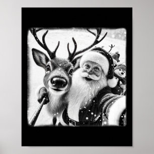 Lustiges Rentier-Selfie Weihnachten Santa Claus Xm Poster