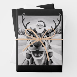 Lustiges Rentier-Selfie Weihnachten Santa Geschenkpapier Set