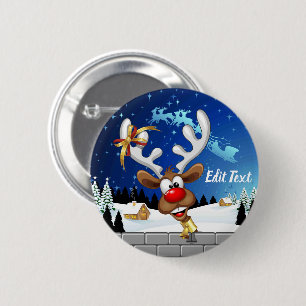 Lustiges Rentier-Spionier-Weihnachts-Meme Button