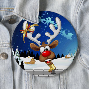 Lustiges Rentier-Spionier-Weihnachts-Meme Button
