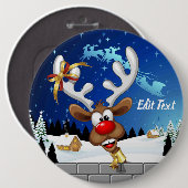 Lustiges Rentier-Spionier-Weihnachts-Meme Button (Vorne & Hinten)