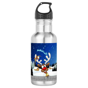 Lustiges Rentier-Spionier-Weihnachts-Meme Edelstahlflasche