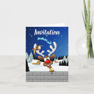 Lustiges Rentier-Spionier-Weihnachts-Meme Einladung
