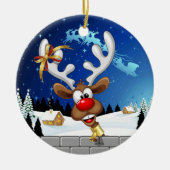 Lustiges Rentier-Spionier-Weihnachts-Meme Keramik Ornament (Vorne)