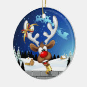 Lustiges Rentier-Spionier-Weihnachts-Meme Keramik Ornament (Links)