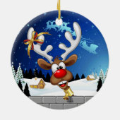 Lustiges Rentier-Spionier-Weihnachts-Meme Keramik Ornament (Hinten)