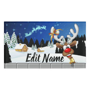 Lustiges Rentier-Spionier-Weihnachts-Meme Namenschild