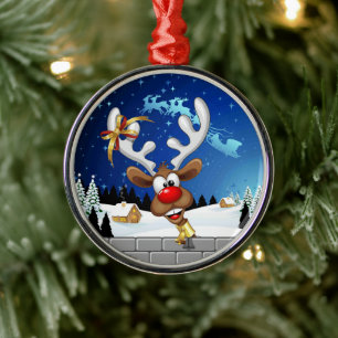 Lustiges Rentier-Spionier-Weihnachts-Meme Ornament Aus Metall