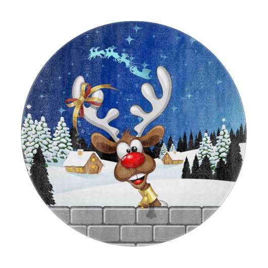 Lustiges Rentier-Spionier-Weihnachts-Meme Schneidebrett (Vorderseite)