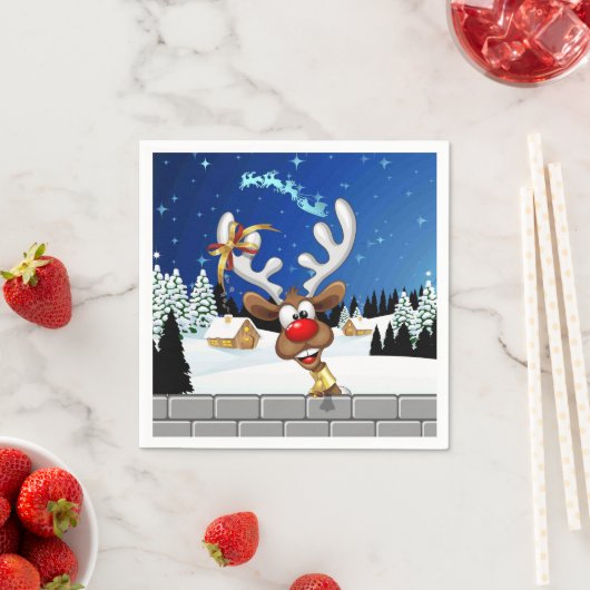 Lustiges Rentier-Spionier-Weihnachts-Meme Serviette (Beispiel)