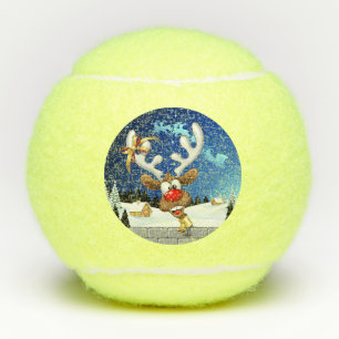 Lustiges Rentier-Spionier-Weihnachts-Meme Tennisbälle