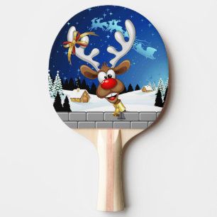 Lustiges Rentier-Spionier-Weihnachts-Meme Tischtennis Schläger