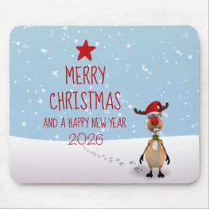 Lustiges Rentier Weihnachten Neujahr Baum 2022 Mousepad