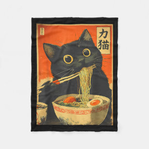 Lustiges Retro-Anime-Katze-Ramen Japanische Katze  Fleecedecke