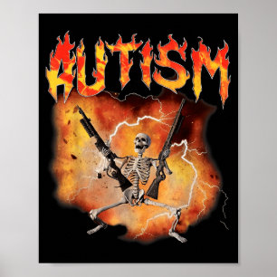 Lustiges Retro Autist und schwuler Skelett Autismu Poster