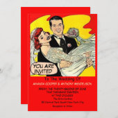 Lustiges retro Comic Einladung (Vorne/Hinten)