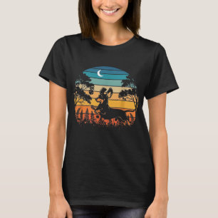 Lustiges Retro-Dachshund-Vintage-Sonnenuntergang-S T-Shirt