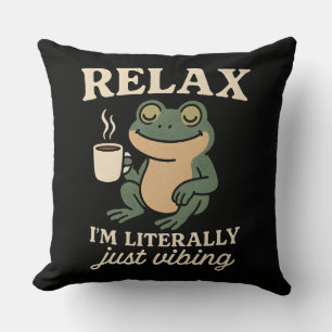 Lustiges Retro-Frosch-Vibing-Ästhetik-Meme-T-Shirt Kissen