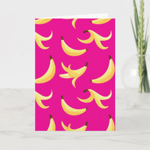 Lustiges Retro-gelbes Bananenmuster Party Editierb Feiertagskarte