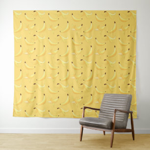 Lustiges Retro-gelbes Bananenmuster Party Editierb Wandteppich