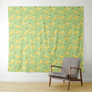 Lustiges Retro-gelbes Bananenmuster Party Editierb Wandteppich