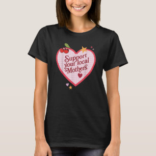 Lustiges Retro-Herz Preppy Kirsche Unterstützen Si T-Shirt