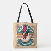 Lustiges Retro-Hühnchen-arsch-Witz-Design Tasche (Rückseite)