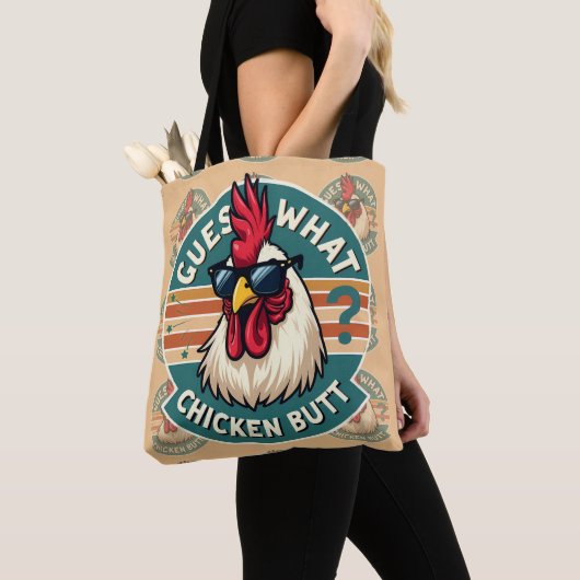 Lustiges Retro-Hühnchen-arsch-Witz-Design Tasche (Von Nahem)