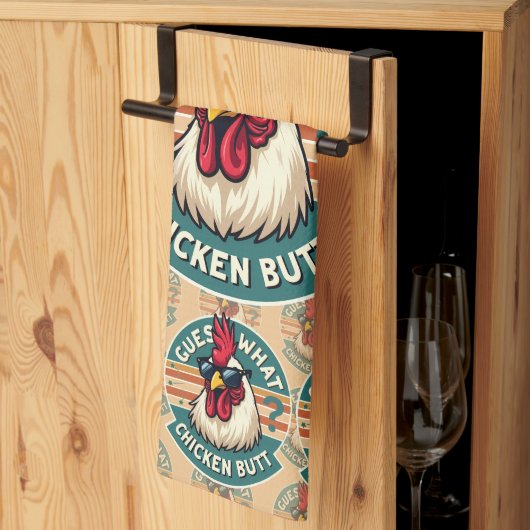 Lustiges Retro-Hühnerhintern-Witz-Design Geschirrtuch (Drittel gefaltet)