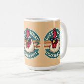 Lustiges Retro-Hühnerhintern-Witz-Design Kaffeetasse (VorderseiteRechts)