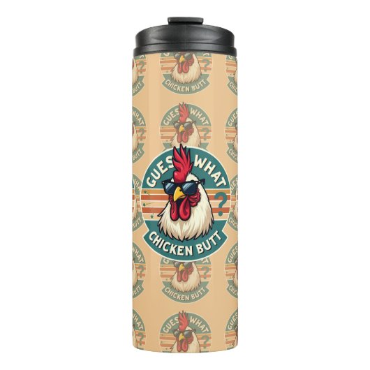 Lustiges Retro-Hühnerhintern-Witz-Design Thermosbecher (Vorderseite)